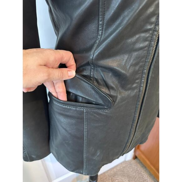 Vintage Luis Alvear Women's sz M Black Leather Zip Up Jacket Soft 90s Y2k - Picture 3 of 10